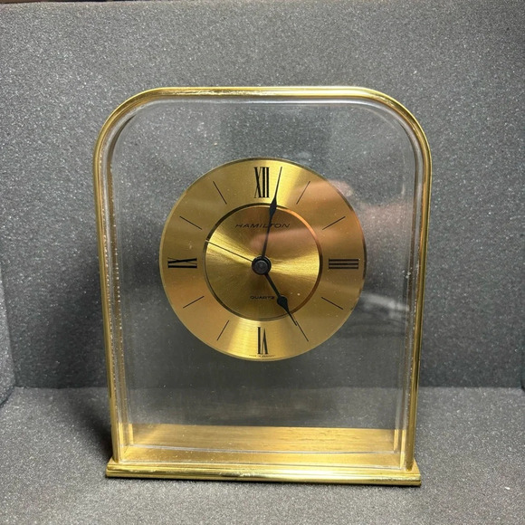 VINTAGE HAMILTON QUARTZ TABLE DESK MANTEL DECOR WATCH CLOCK GERMANY NO BATTERY - Picture 1 of 7